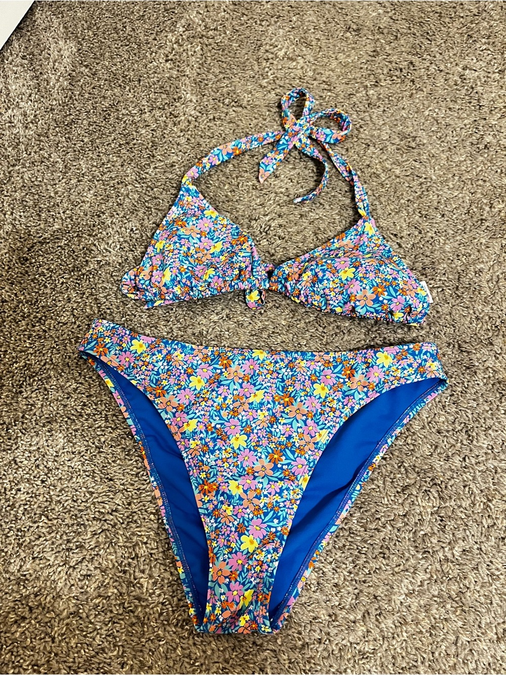 No Boundaries Blue Floral Girls' Two-Piece Bikini